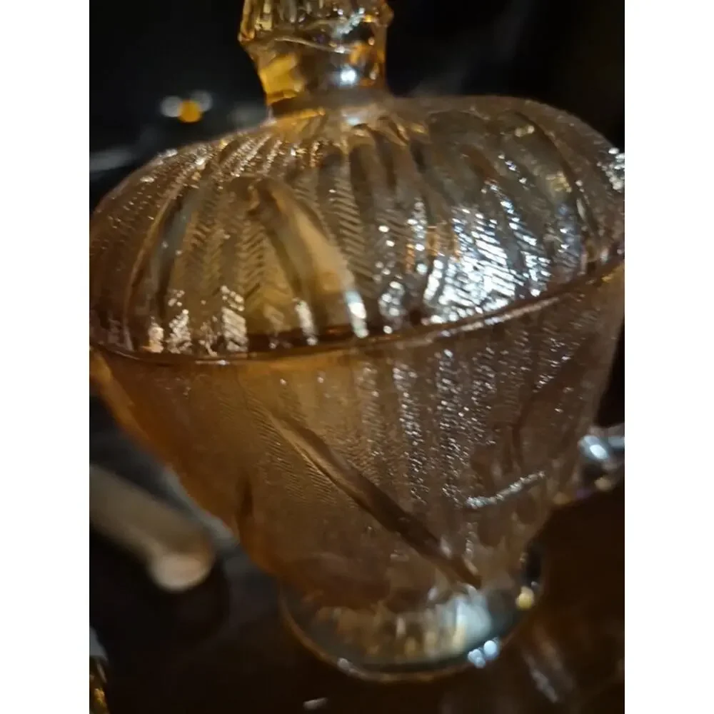Vintage Jeannette Marigold Glass Iris And Herringbone pattern